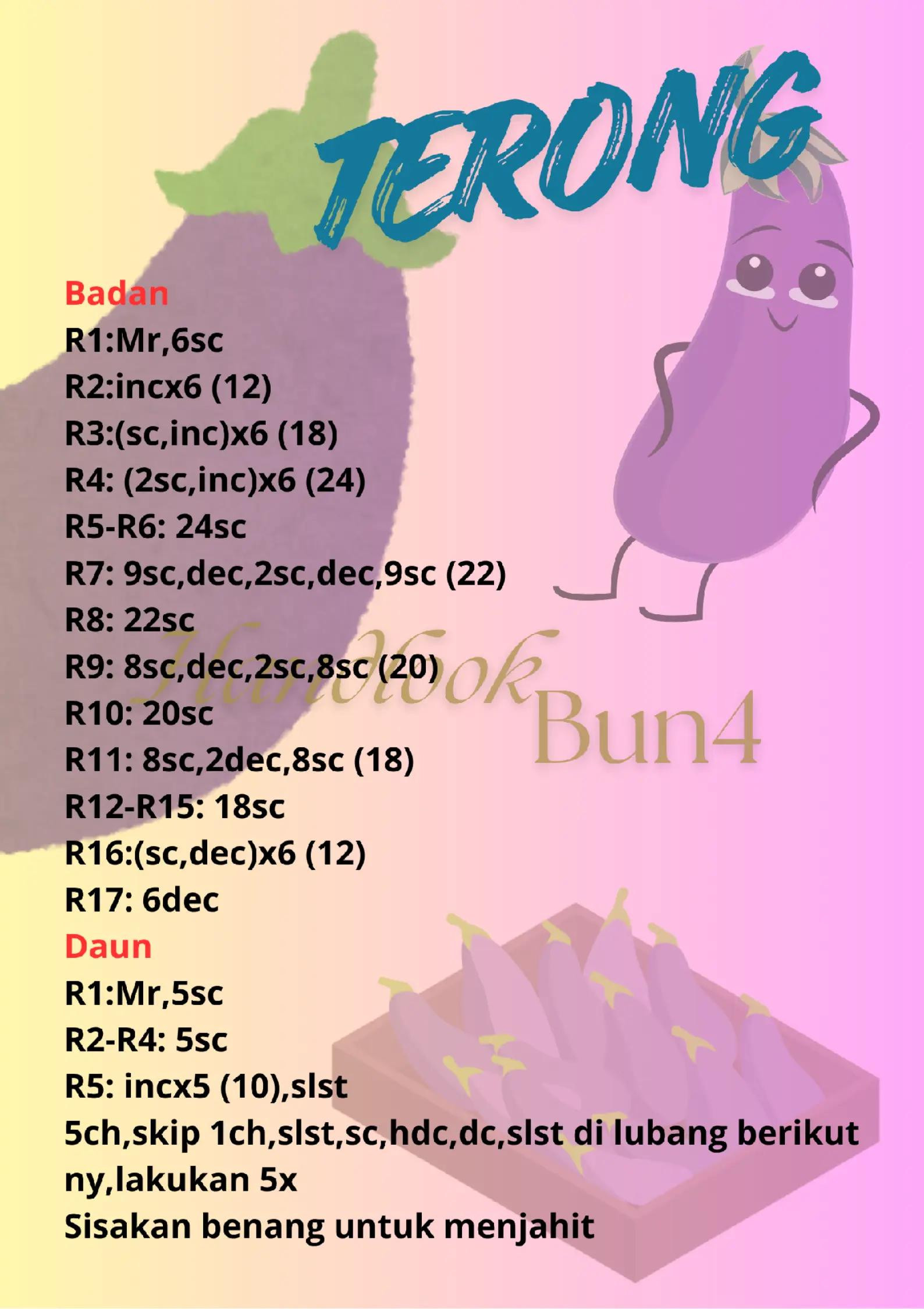 Pola Móc Len Terong Ungu Dễ Thương Cho Người Mới Bắt Đầu