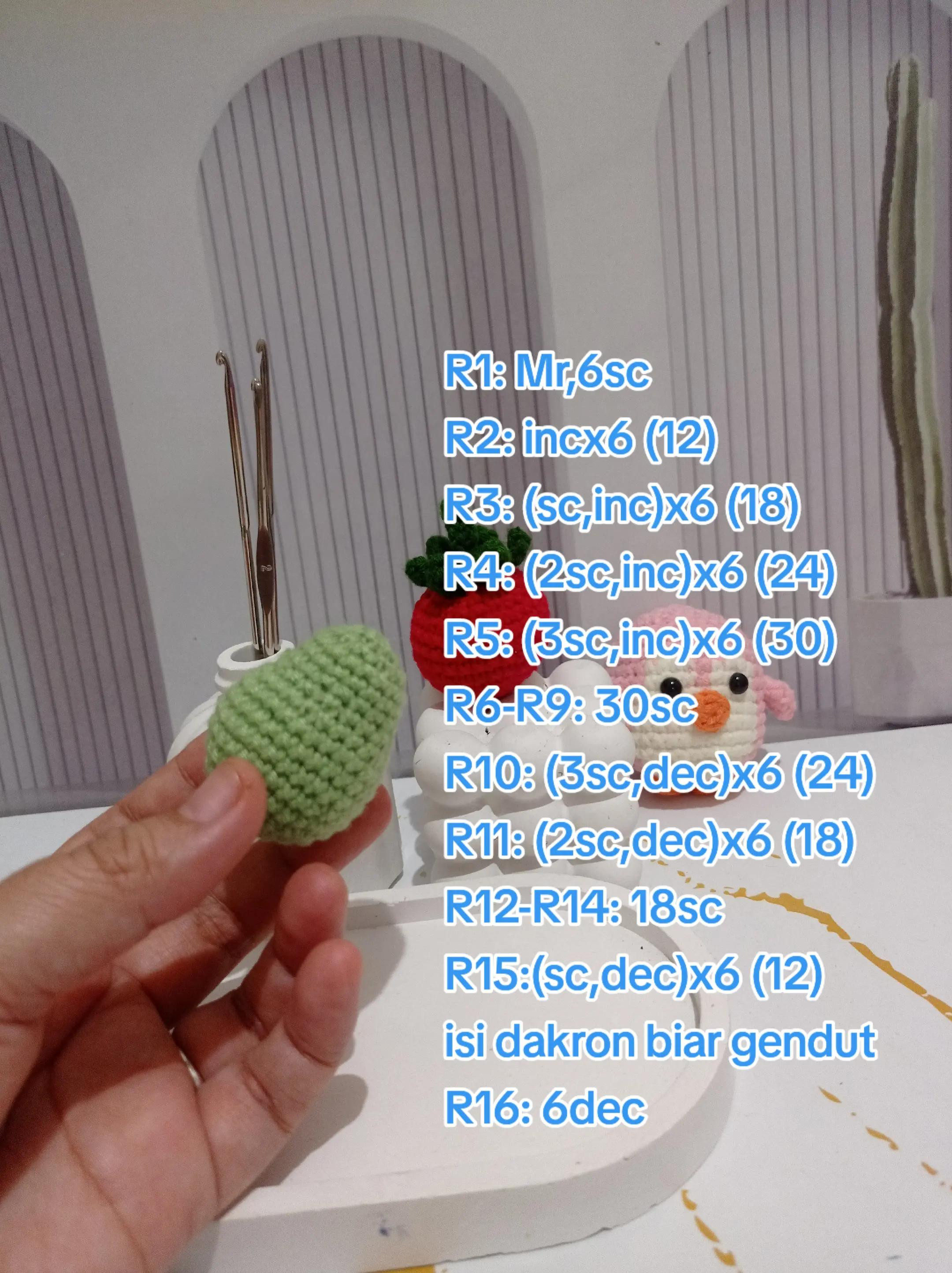 Pola Móc Len Trái Cây Đơn Giản: Quả Táo, Cà Rốt, Dưa Hấu