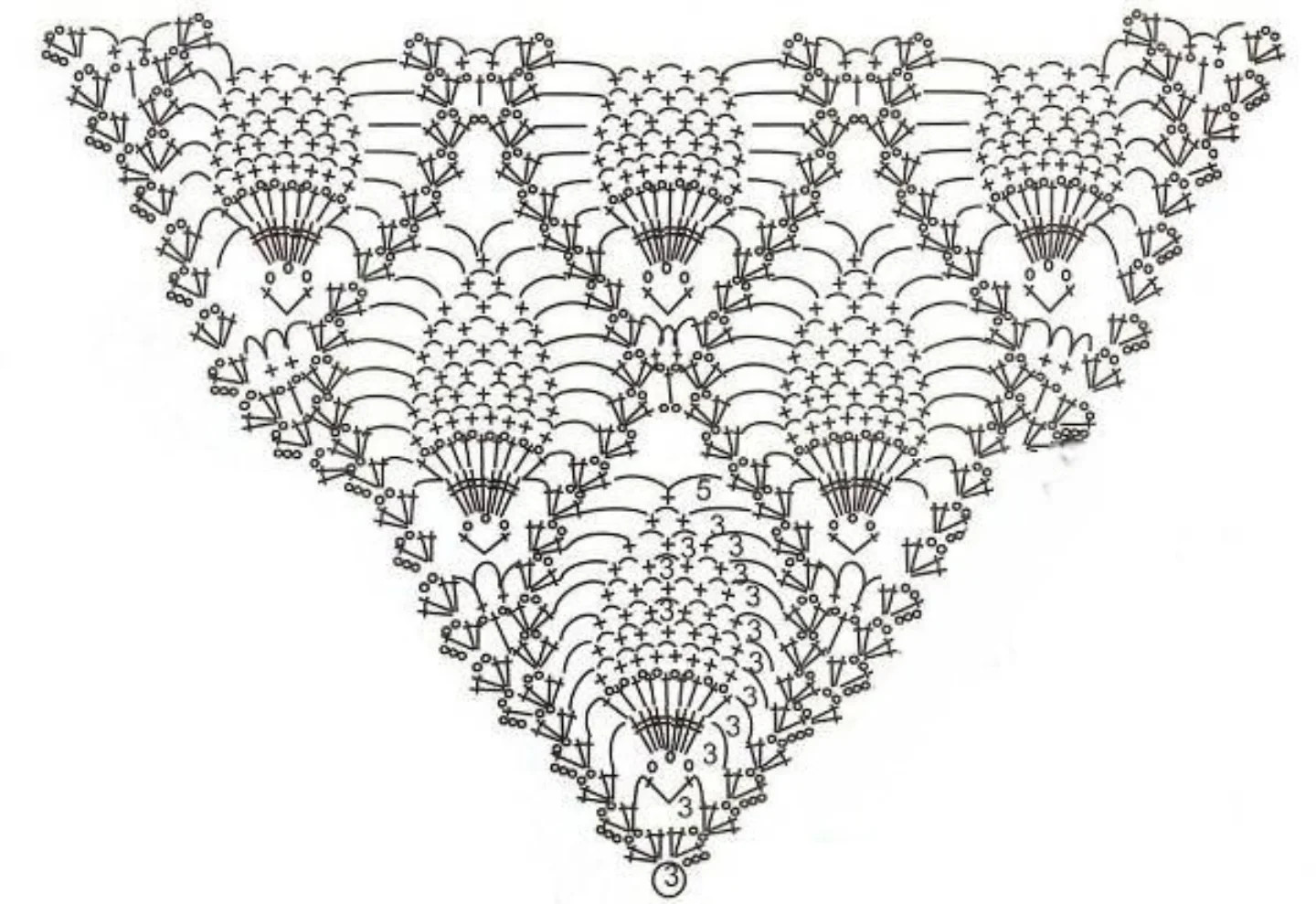 Ponchito en punto piña con flecos negro, chart crochet poncho