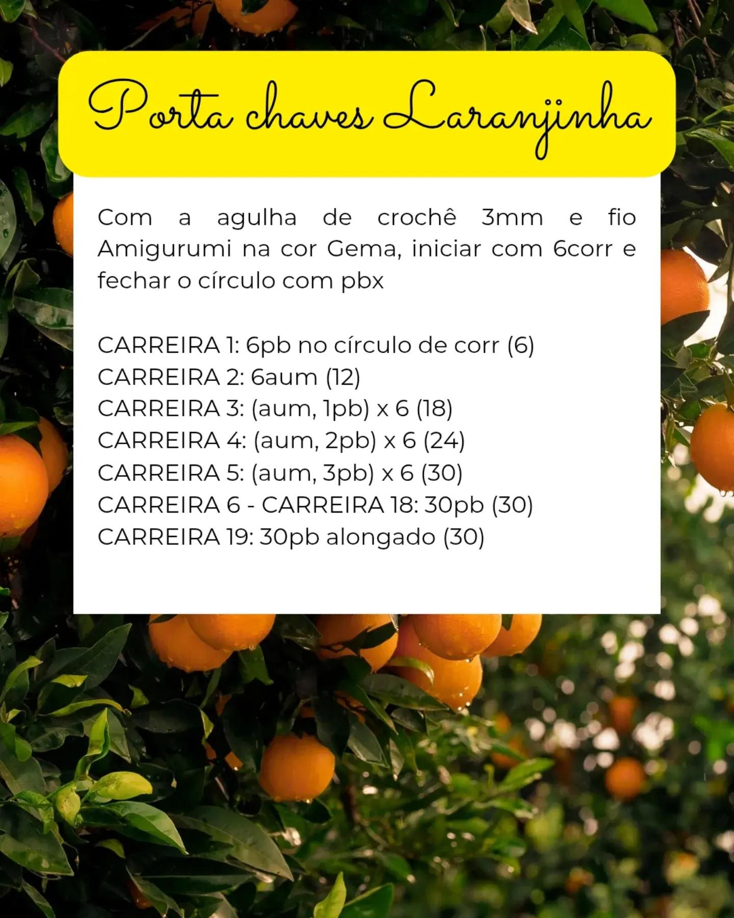 Porta Chaves Laranjinha - Receita Gratuita de Crochê