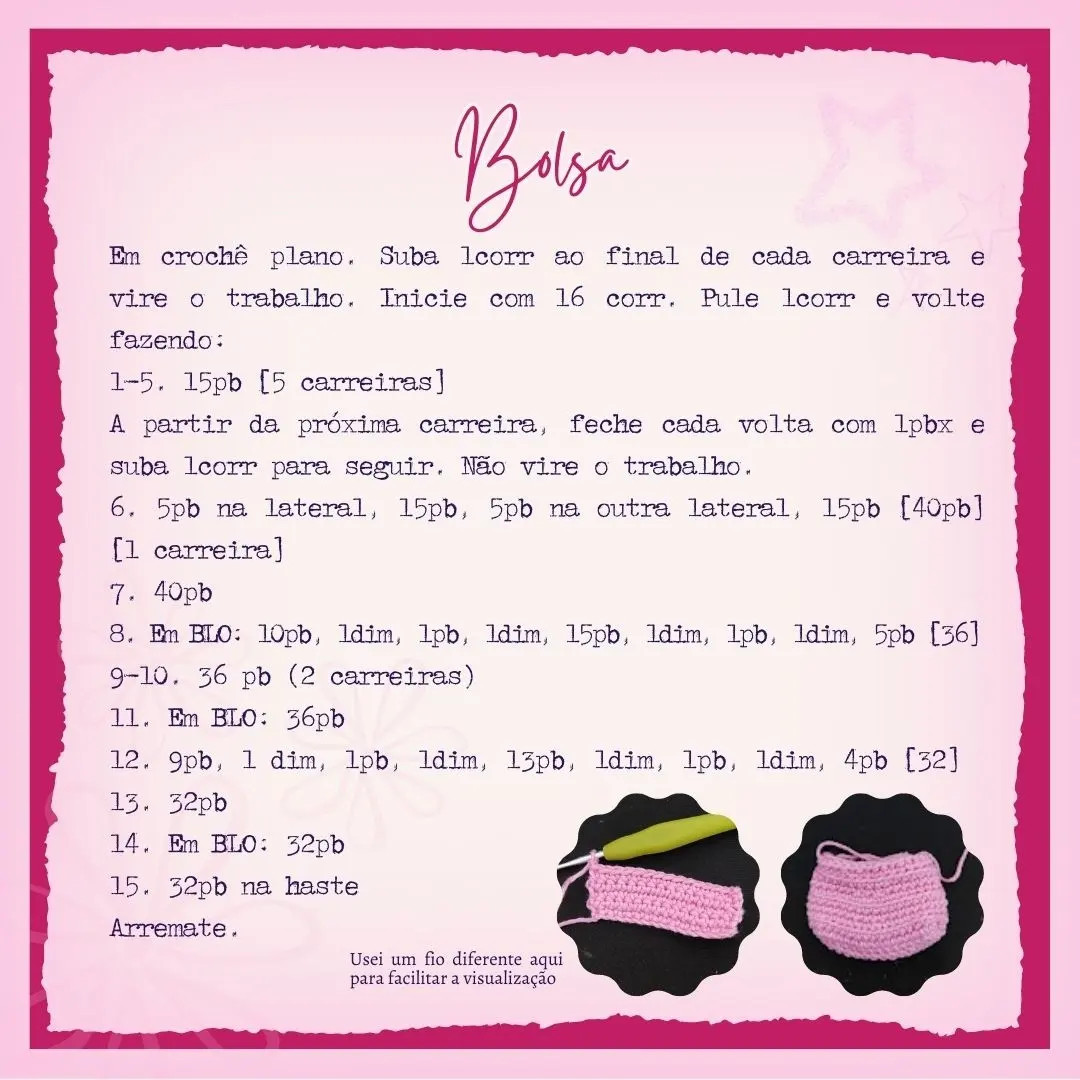 Porta-moedas da Barbie: Receita Gratuita de Bolsa Móc Len Pelúcia Rosa com Babados