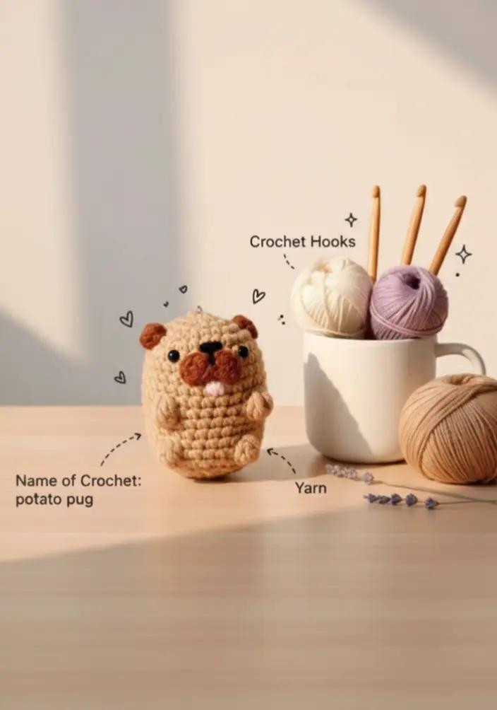 Potato Pug Amigurumi Crochet Pattern Chart
