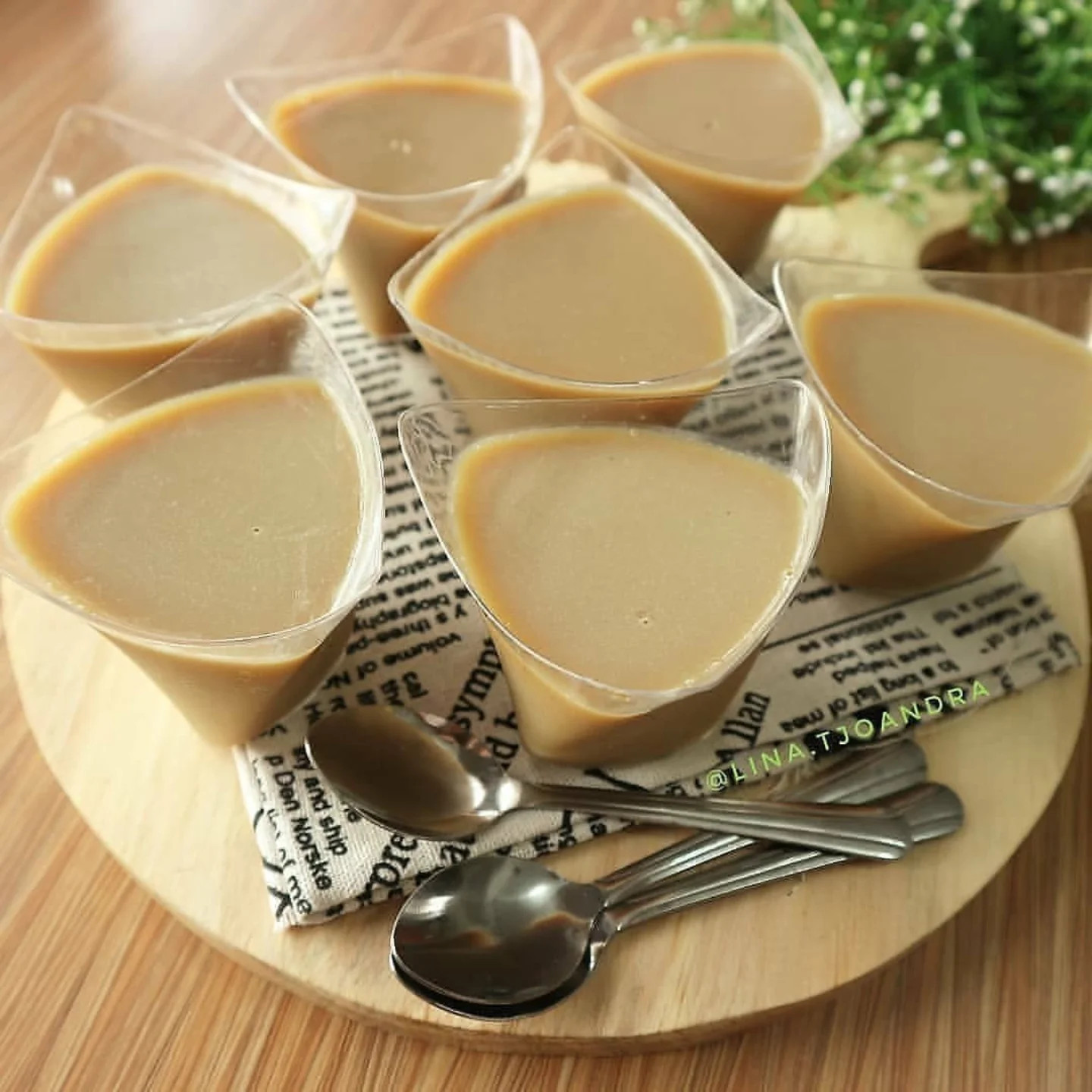 Puding Gula Merah (Brown Sugar Pudding) with Agar and Fibercreme