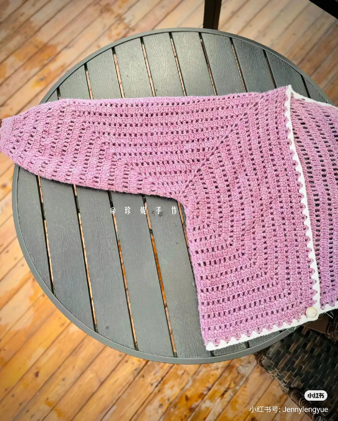 Purple Crochet Cardigan Flat Chart Pattern: Detailed Schematic Diagram for Sleeves, Body Assembly and Stitch Guide