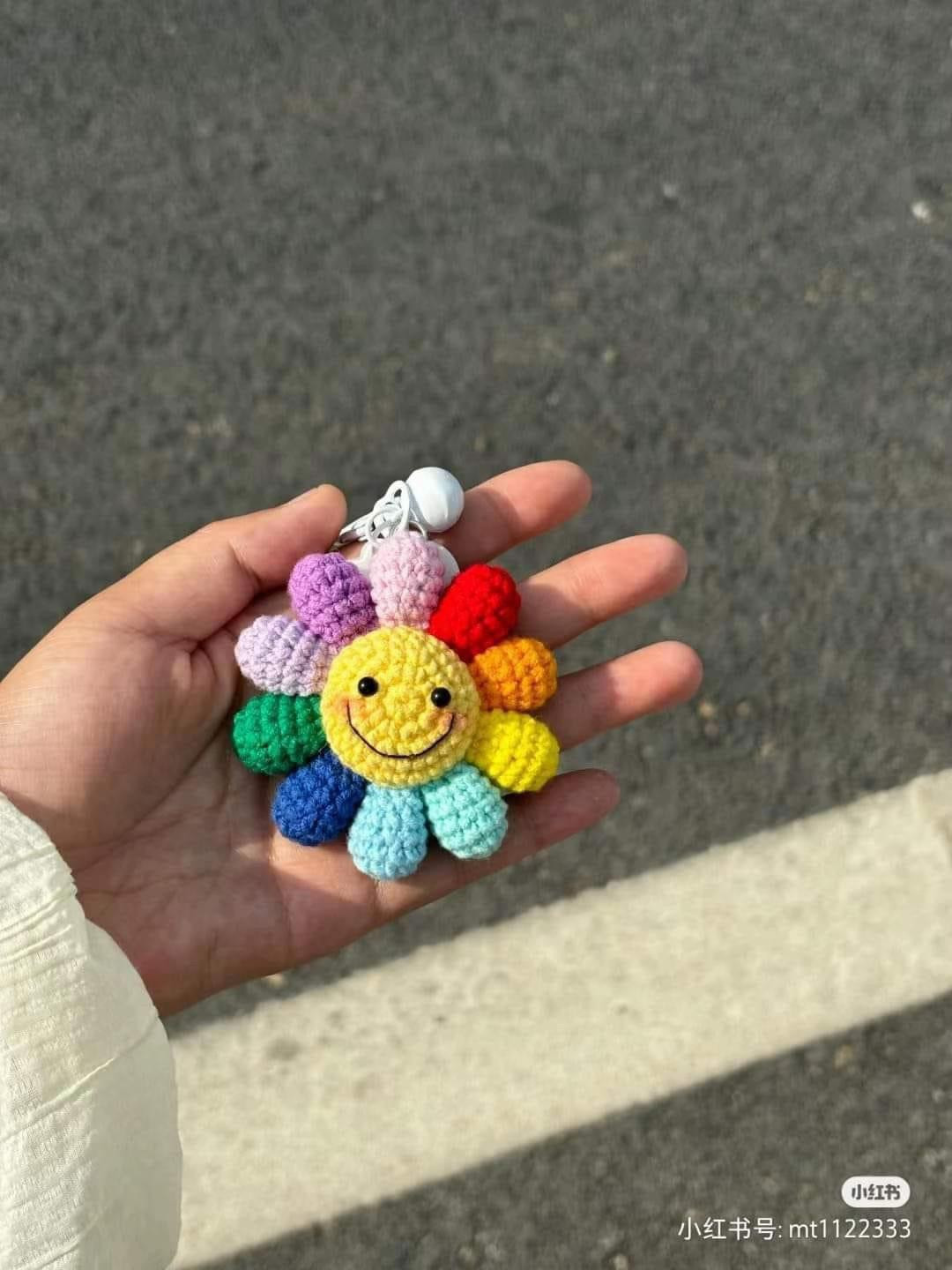 Rainbow Sunflower Crochet Keychain Pattern Chart