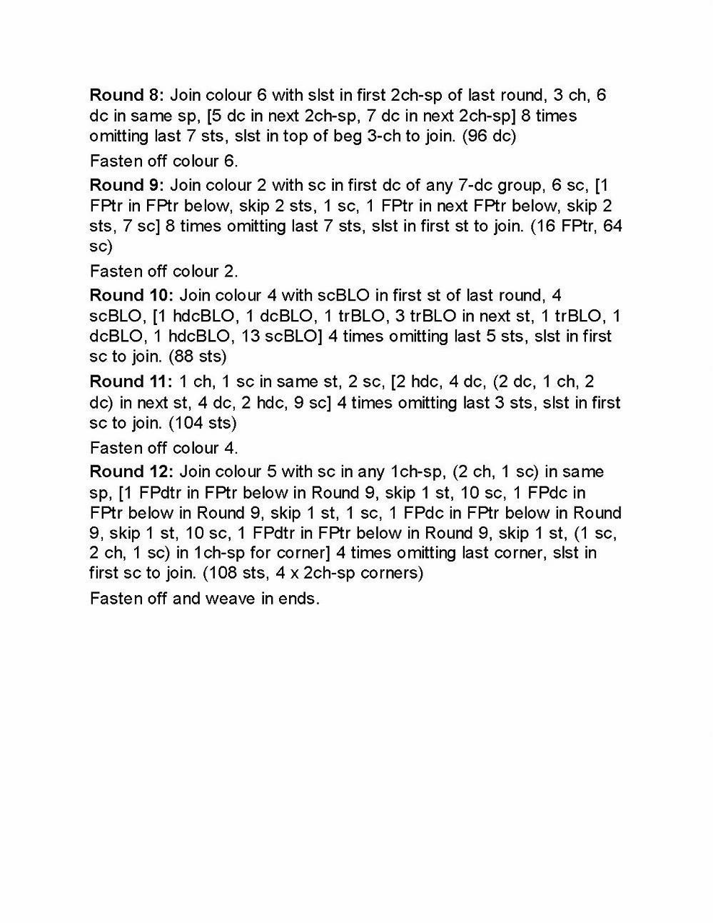 Rainbows and Rays Crochet Pattern Chart by Julie Yeager