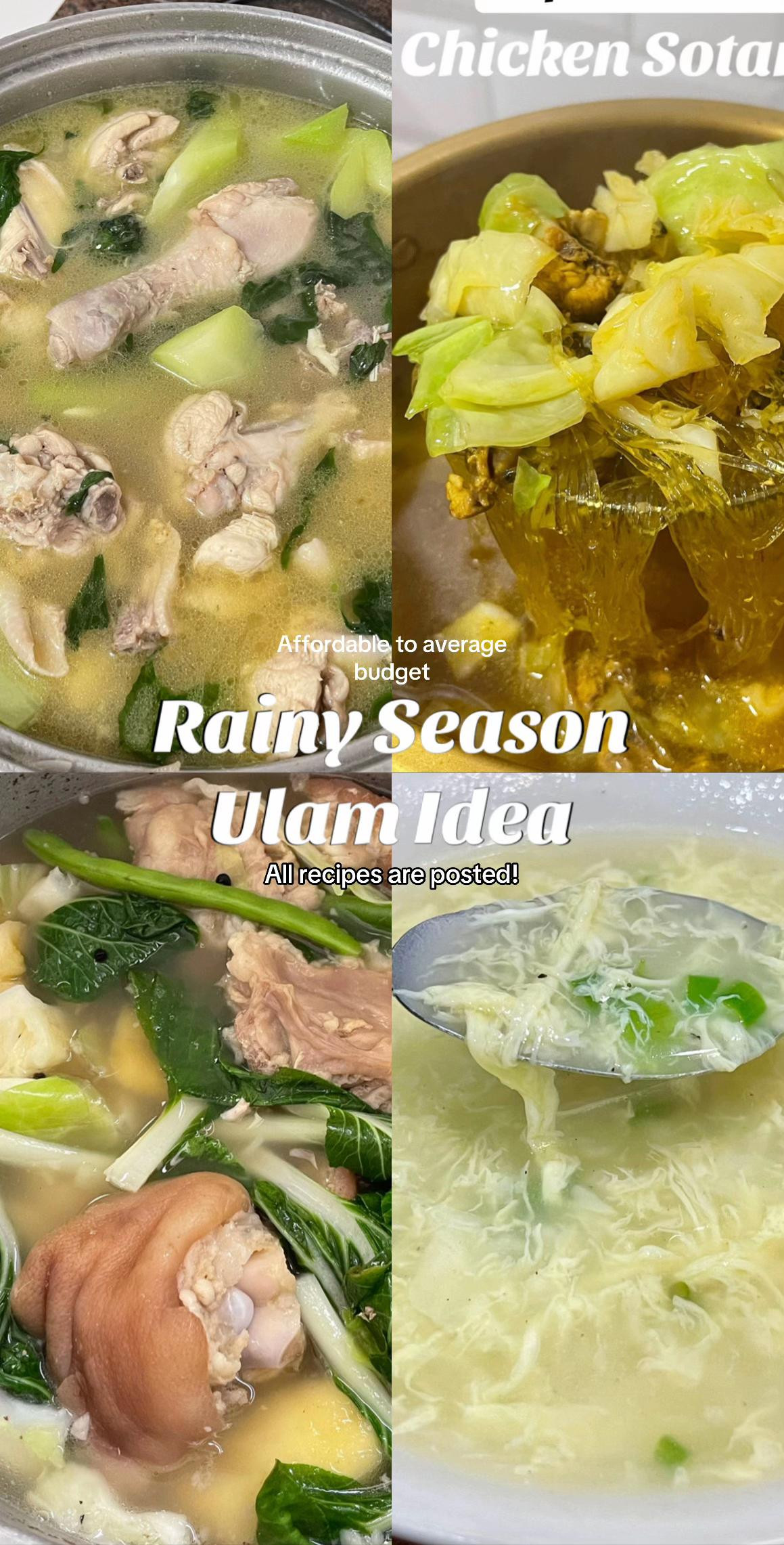 Rainy Season Ulam Ideas: Tinola, Egg Drop Soup, Miswa and Sinampalukang Manok