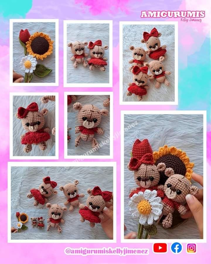 Ramo de Flores San Valentin: Patrón Gratis Gato y Flor Crochet