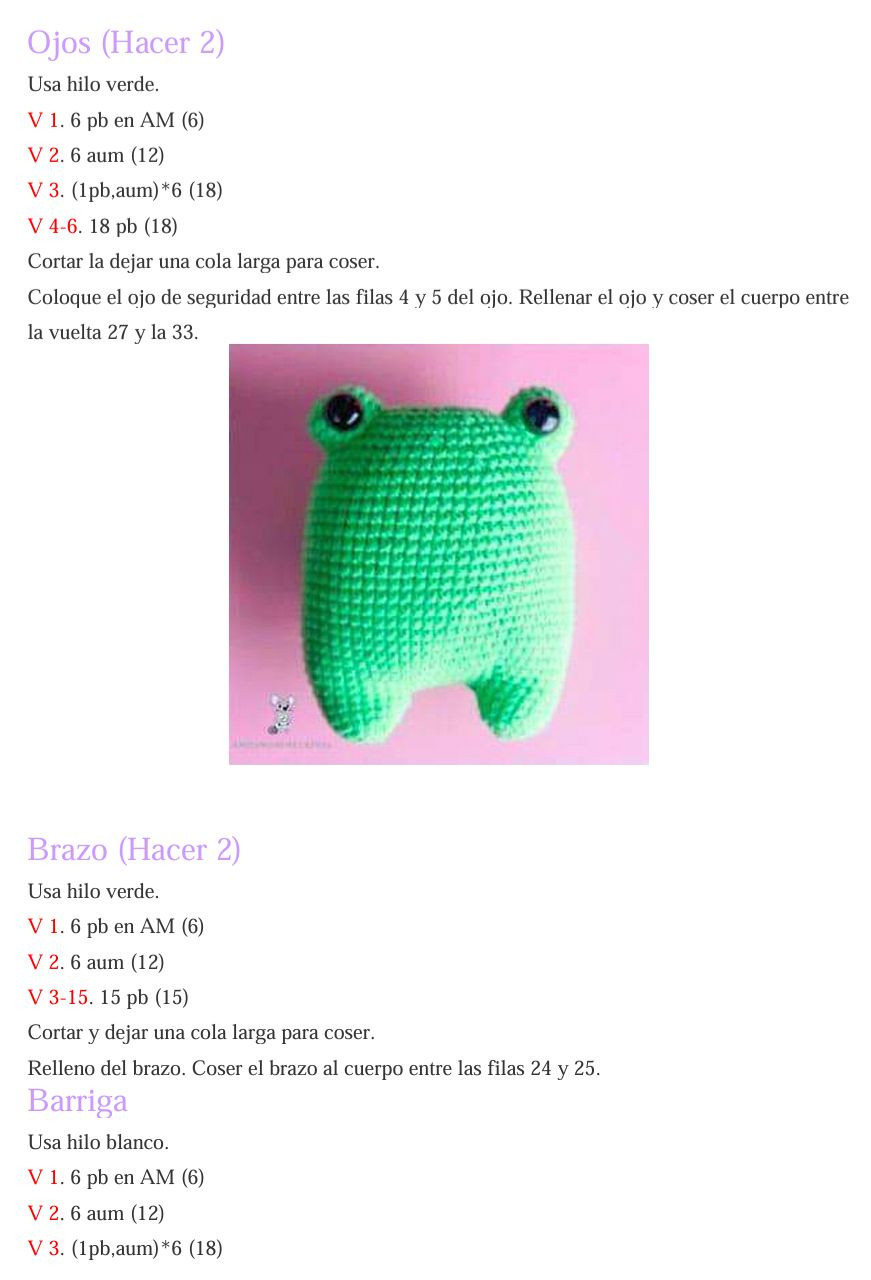 Rana Manzana Amigurumi PDF Patrón Gratis Paso a Paso