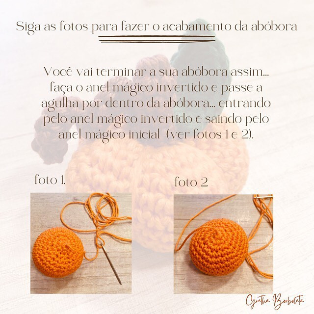 Receita Abóbora Halloween: Tutorial passo a passo de crochê com materiais e abreviações