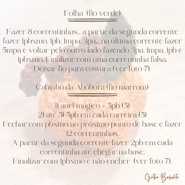 Receita Abóbora Halloween: Tutorial passo a passo de crochê com materiais e abreviações
