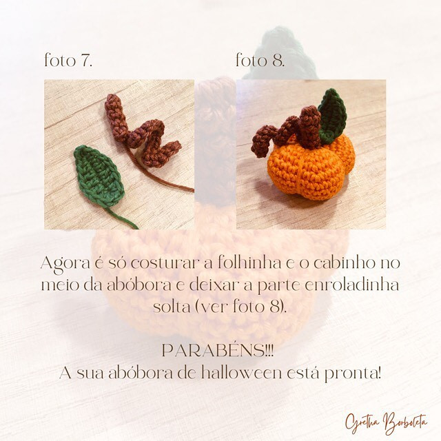 Receita Abóbora Halloween: Tutorial passo a passo de crochê com materiais e abreviações