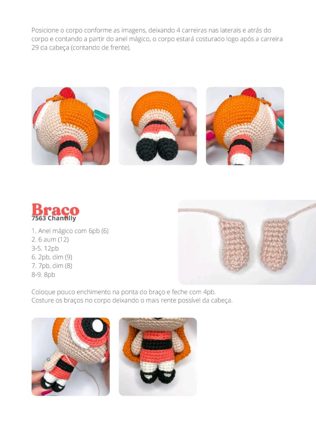 Receita Amigurumi Powerpuff Girls Florzinha: Chart Completo Cabeça e Franja