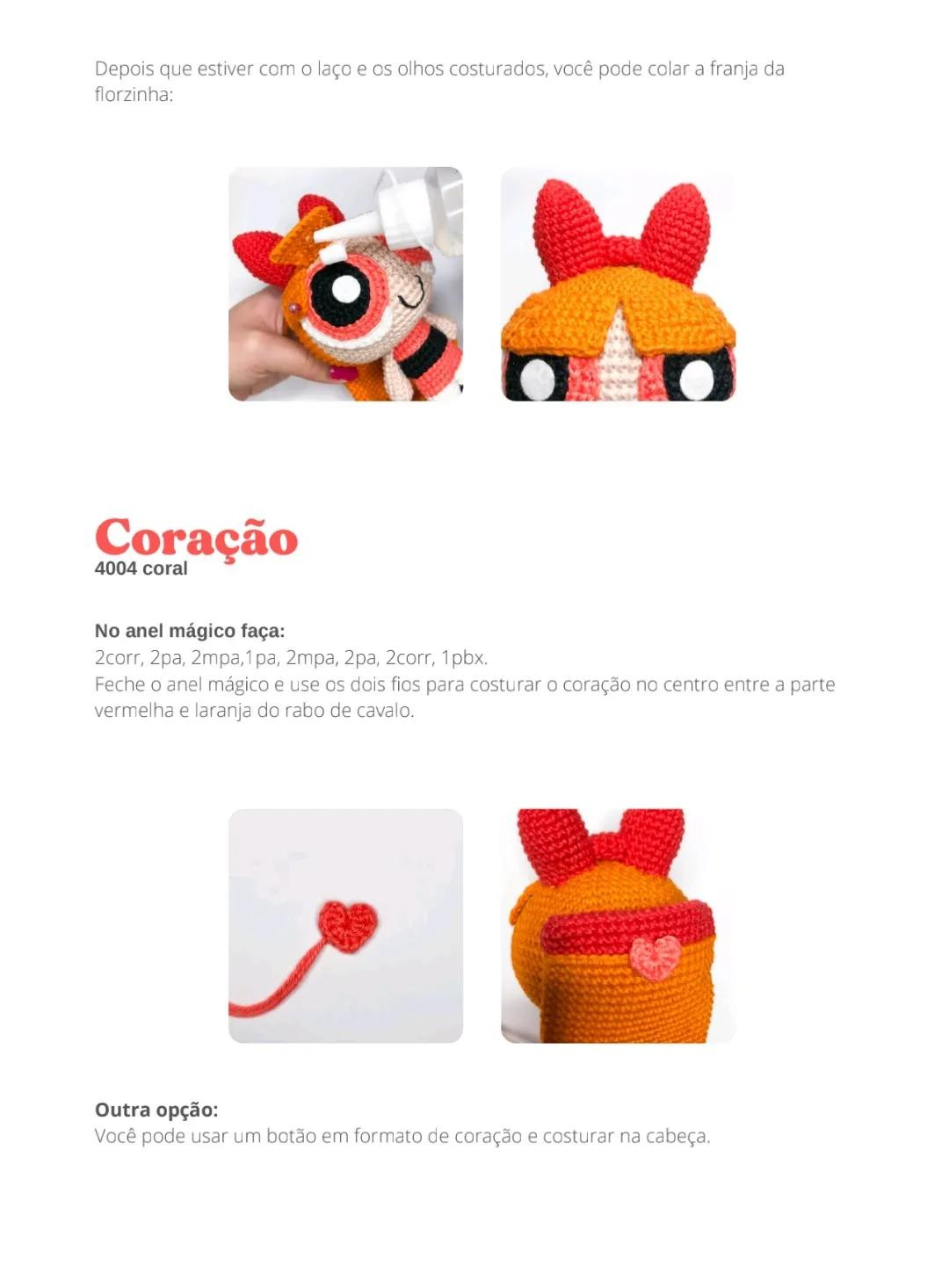 Receita Amigurumi Powerpuff Girls Florzinha: Chart Completo Cabeça e Franja