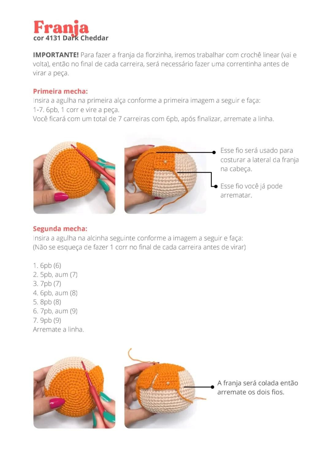 Receita Amigurumi Powerpuff Girls Florzinha: Chart Completo Cabeça e Franja