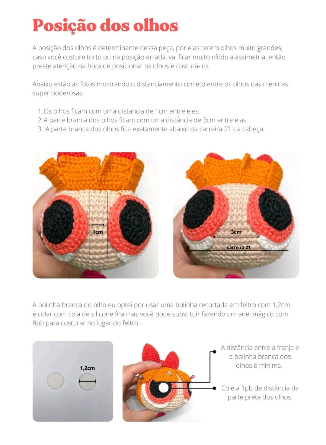 Receita Amigurumi Powerpuff Girls Florzinha: Chart Completo Cabeça e Franja