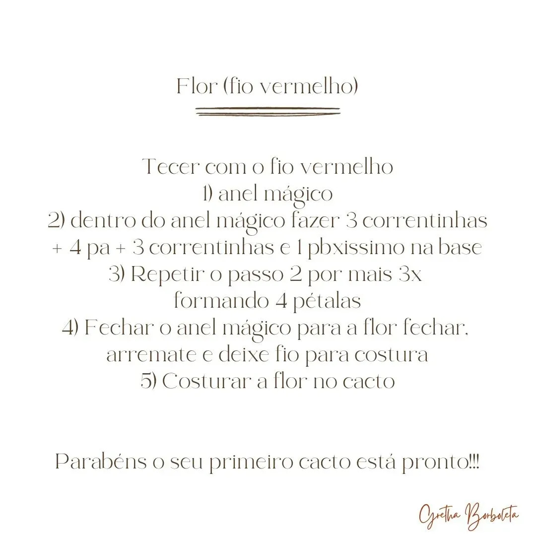 Receita Cactos: Tutorial Completo de Crochê para Fazer Cacto Comprido e Redondo com Flores Vermelhas