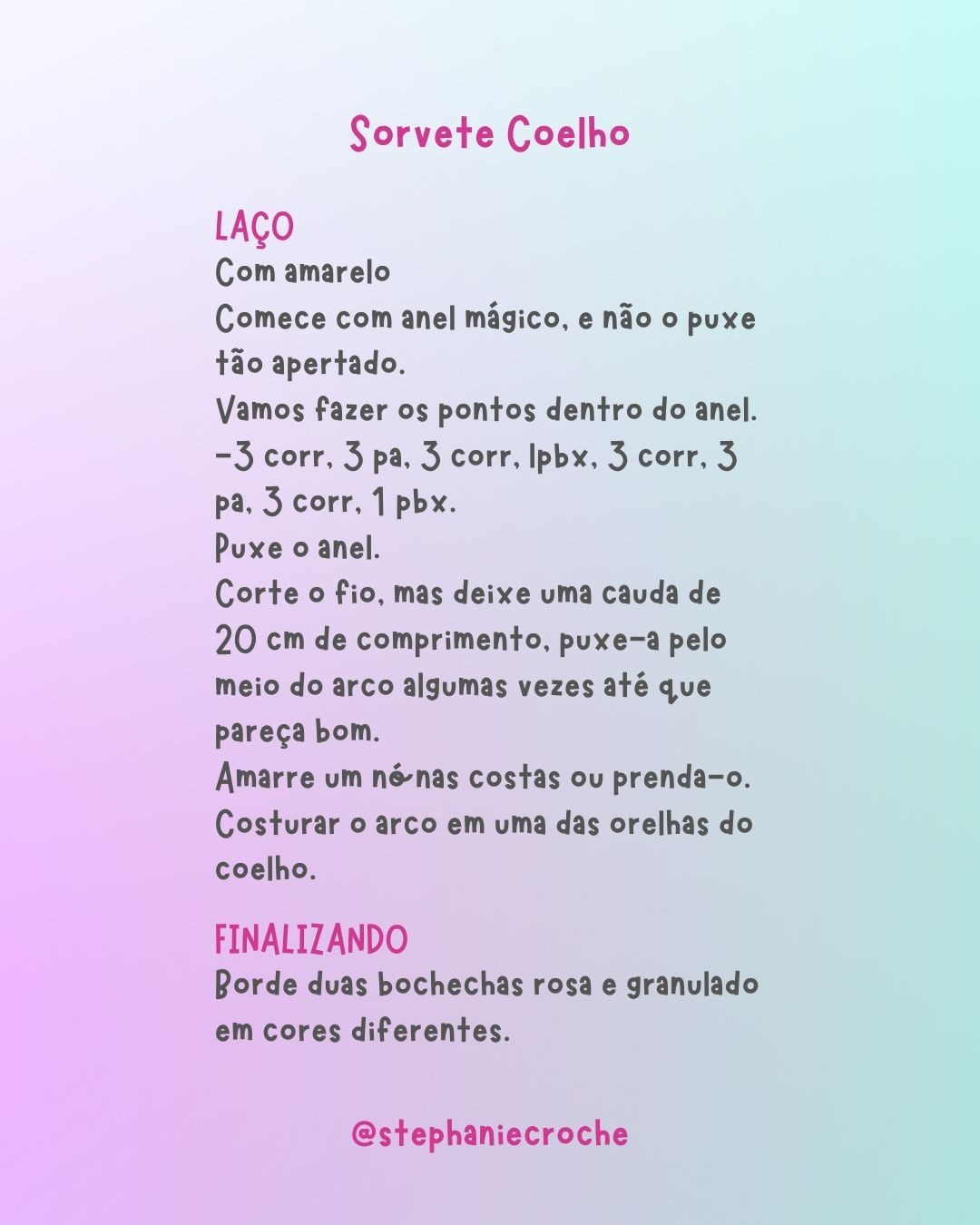 Receita Crochê Sorvete Coelho - Amigurumi Tutorial Gratuito