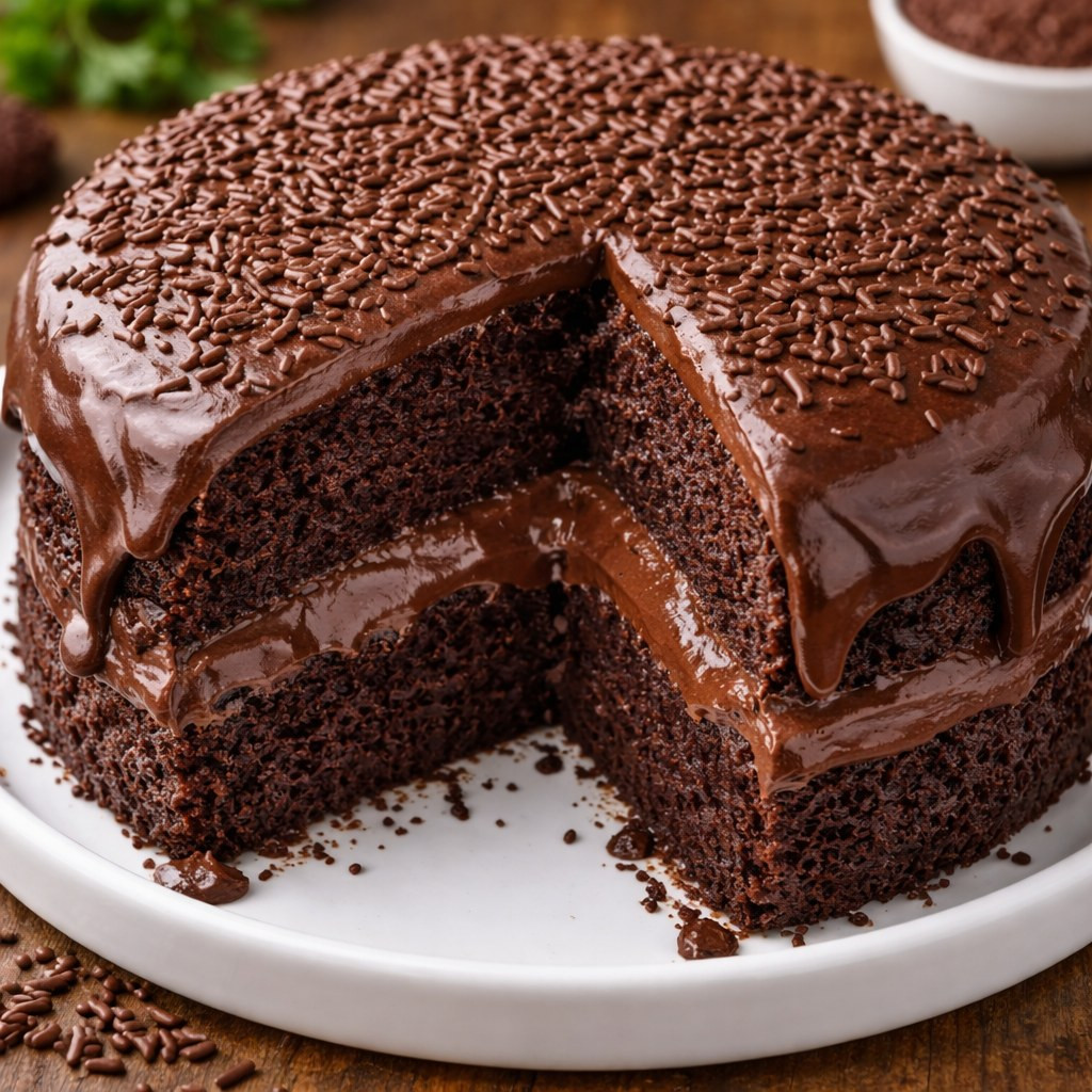 Receita de Bolo de Chocolate Molhadinho e Cremoso com Cobertura Riquíssima