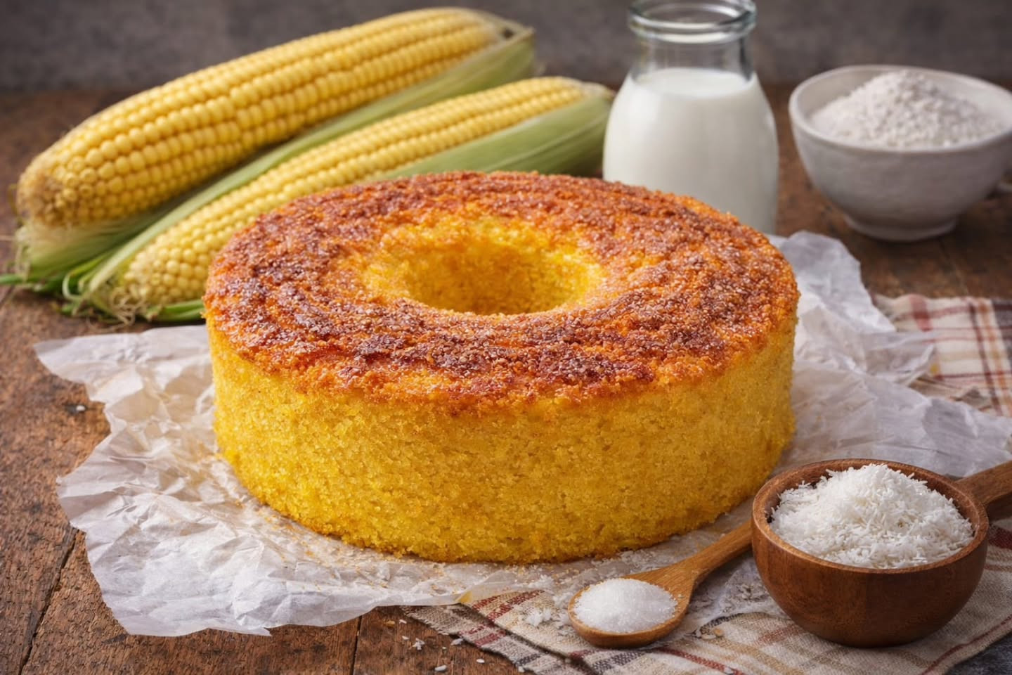 Receita de Bolo de Milho Cremoso Caseiro com Coco Ralado
