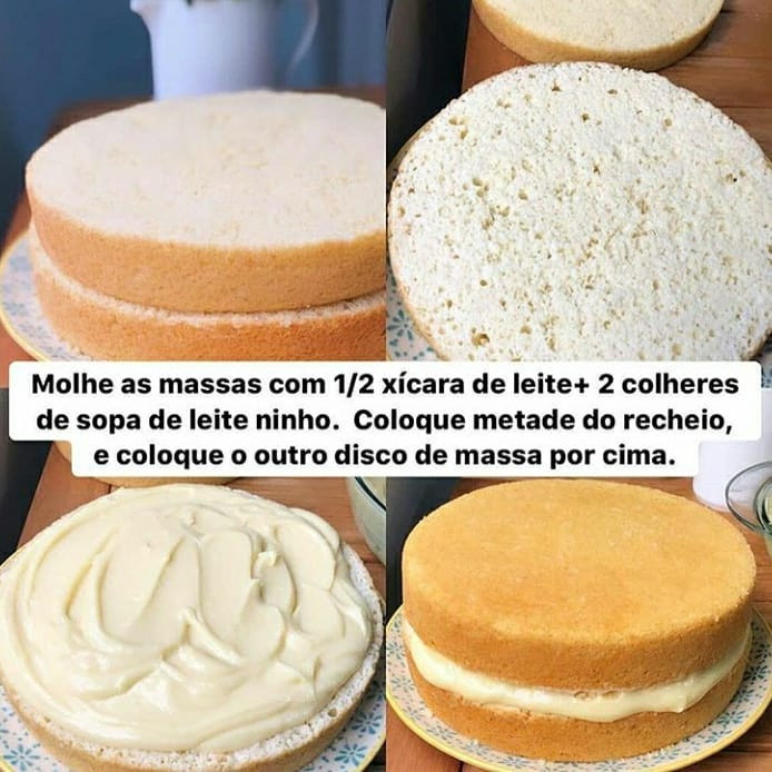 Receita de Bolo Leite Ninho com cobertura de chocolate branco e coco ralado