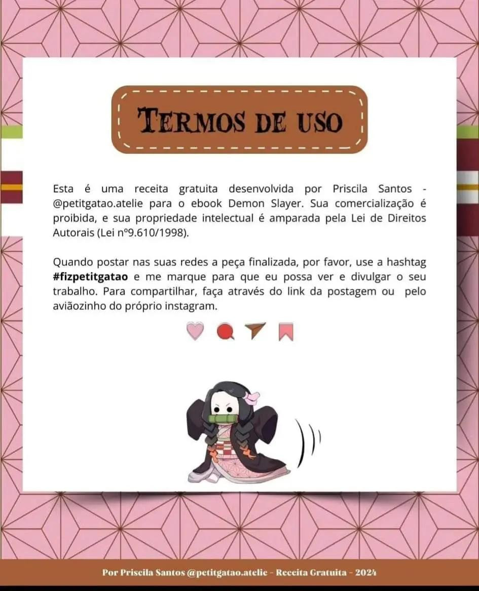 Receita Grátis Amigurumi Nezuko na Cestinha - Demon Slayer