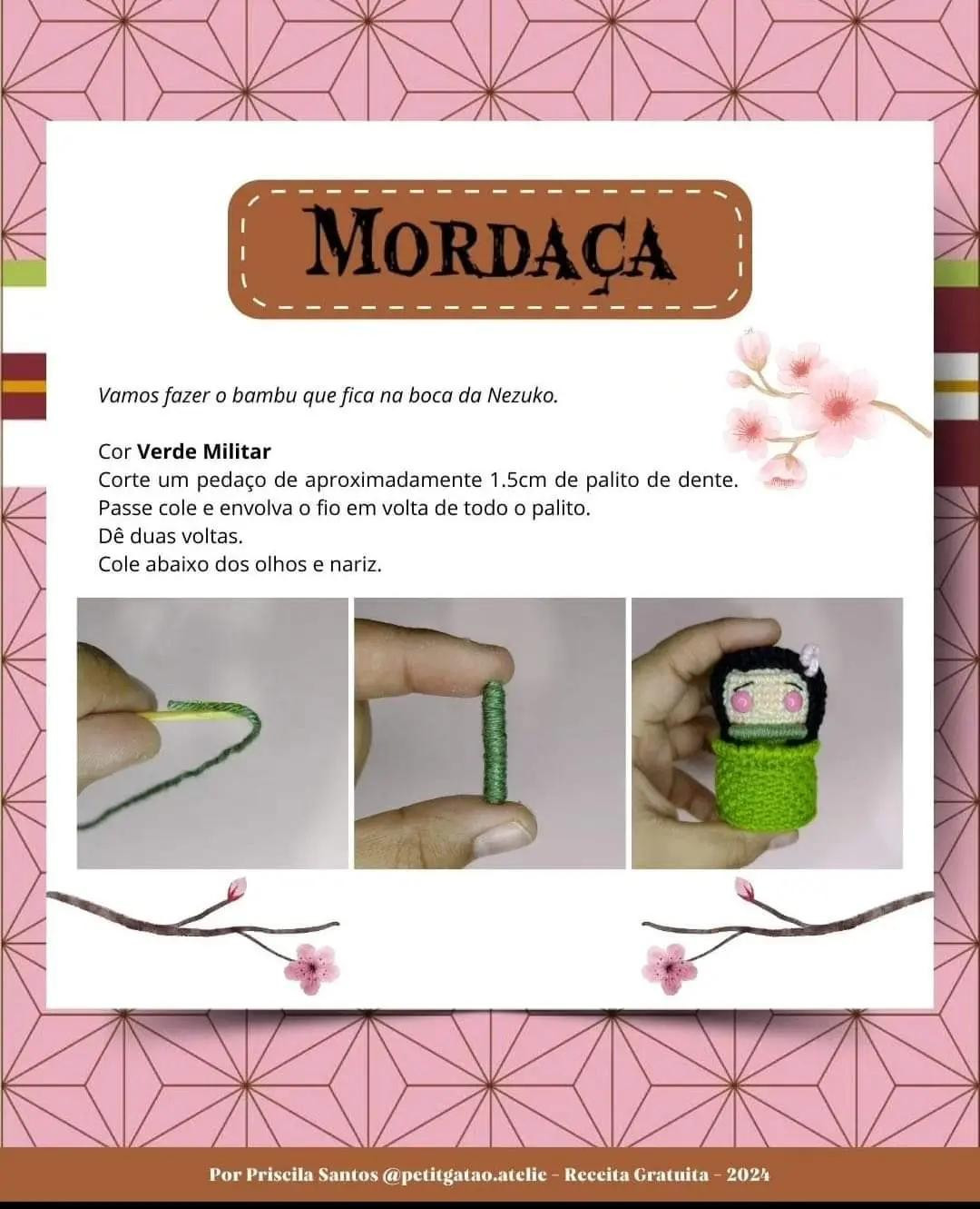 Receita Grátis Amigurumi Nezuko na Cestinha - Demon Slayer