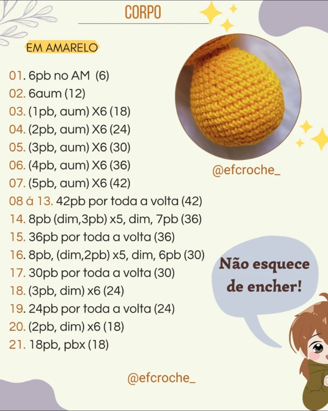 Receita Grátis: Amigurumi Patinha Móc Len Màu Vàng Cam