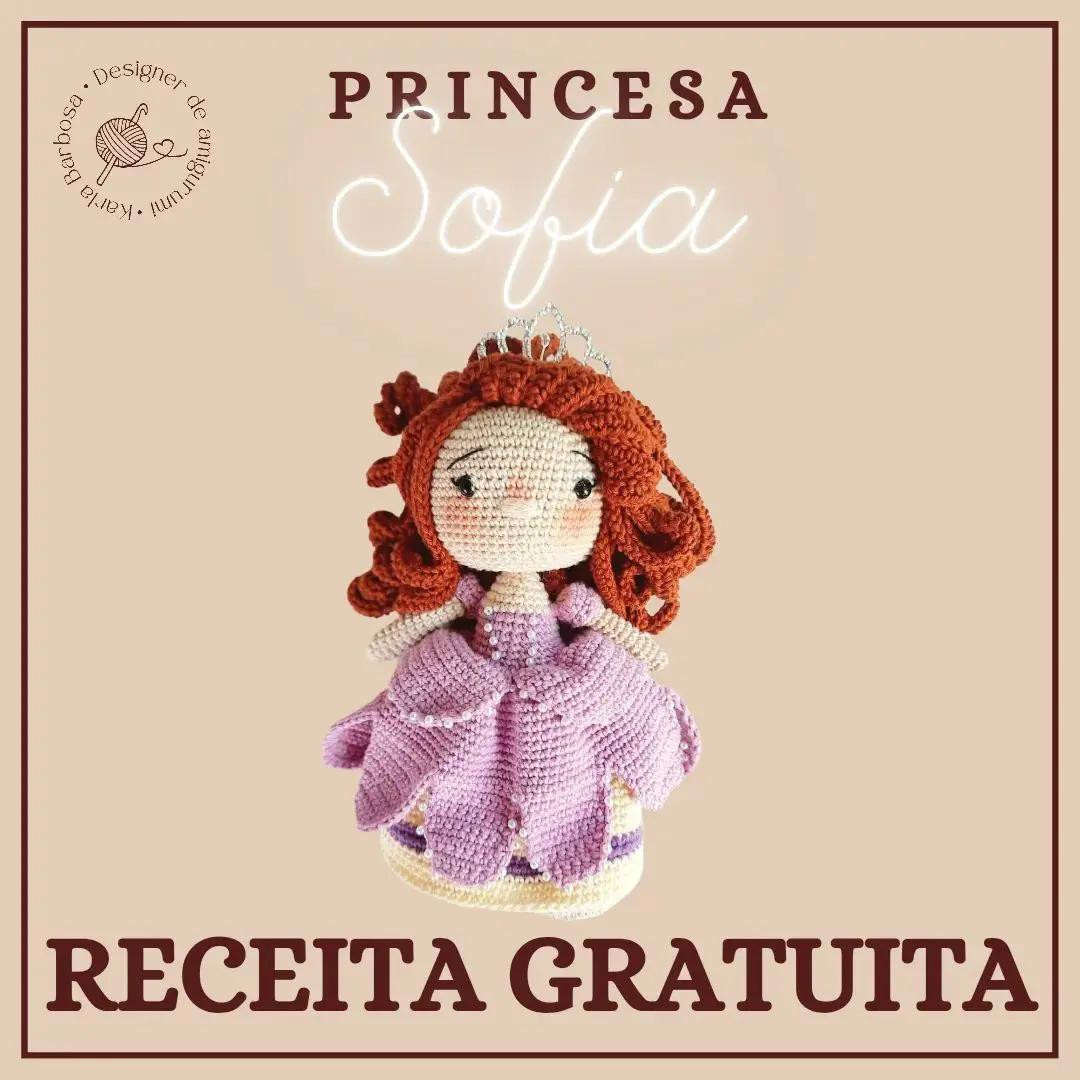 Receita Grátis Amigurumi Princesa Sofia - Vestido Roxo e Coroa