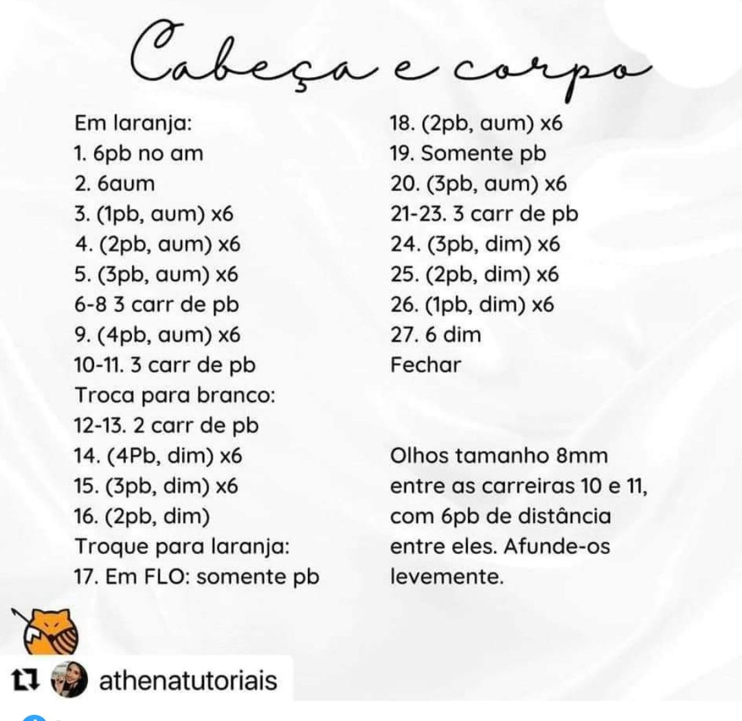 Receita Grátis Amigurumi Raposinha Laranja com Cachecol Verde