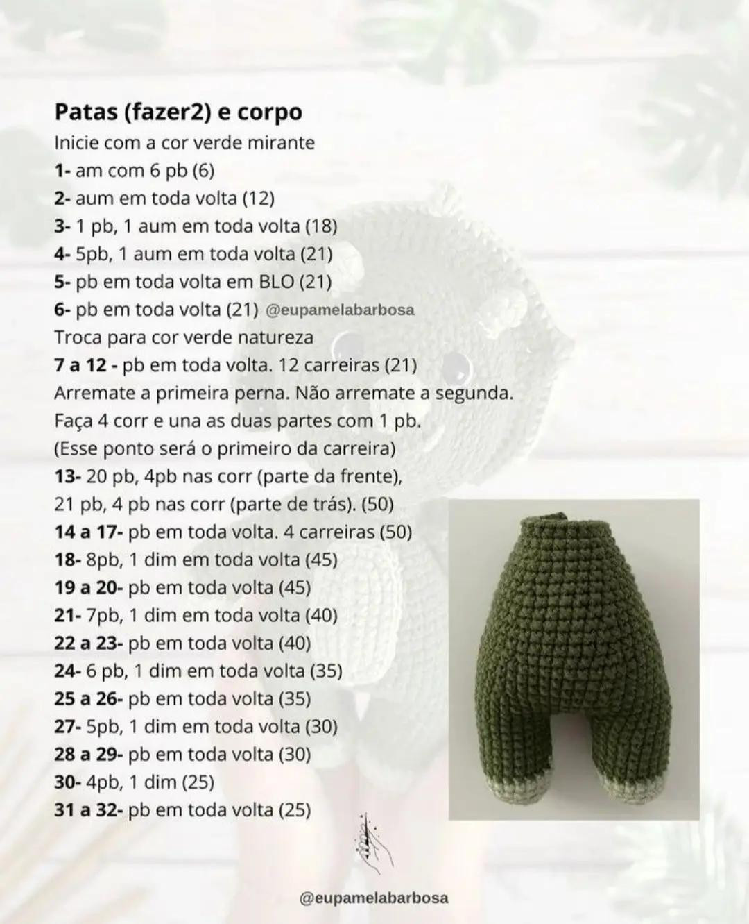 Receita Grátis: Amigurumi Triceratops Verde