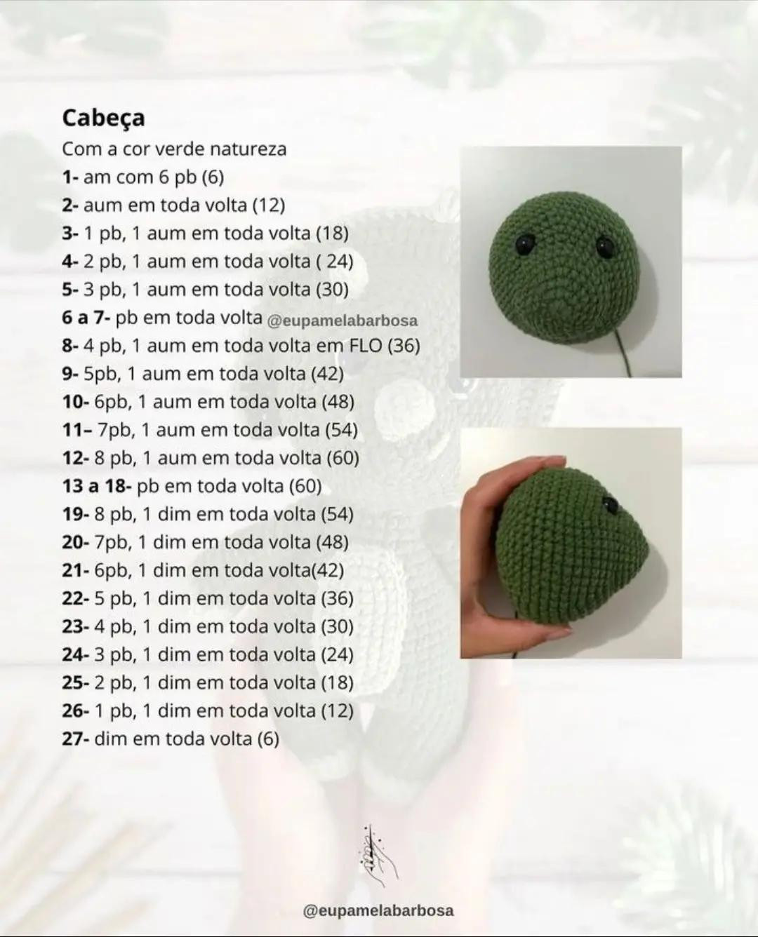 Receita Grátis: Amigurumi Triceratops Verde