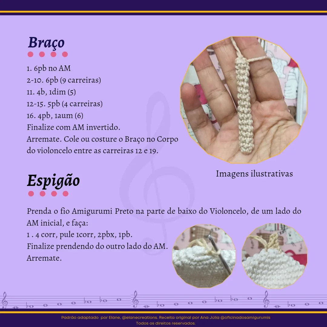 Receita Grátis Amigurumi Violoncelo Preto Estilo Wandinha