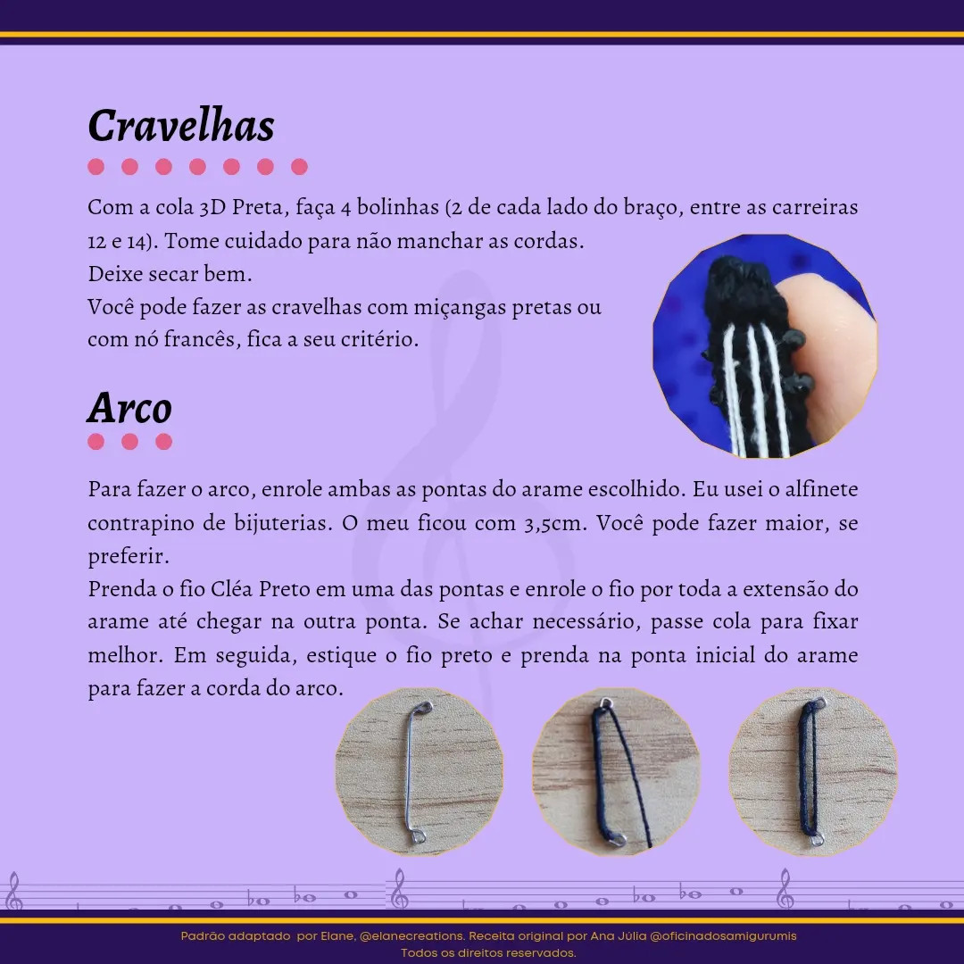 Receita Grátis Amigurumi Violoncelo Preto Estilo Wandinha