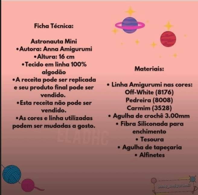 Receita Grátis Astronauta Mini Amigurumo