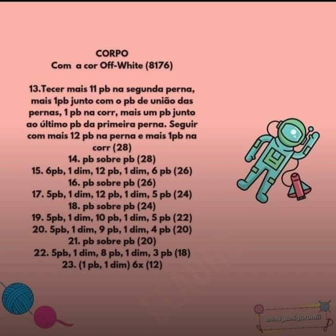 Receita Grátis Astronauta Mini Amigurumo