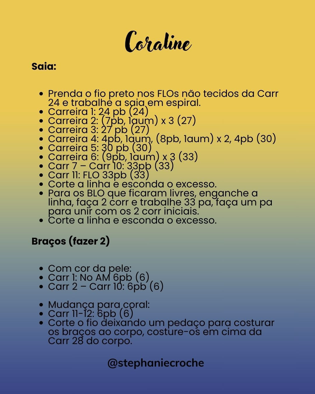 Receita grátis: Búp bê móc len Coraline Jones - Hướng dẫn chi tiết từng bước