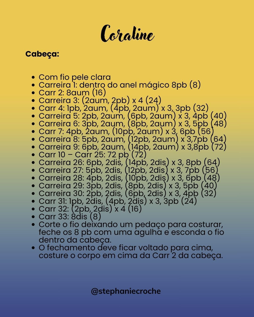 Receita grátis: Búp bê móc len Coraline Jones - Hướng dẫn chi tiết từng bước