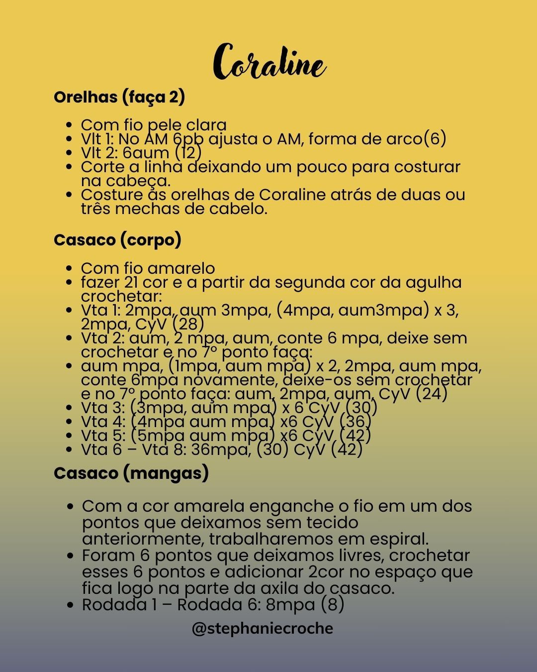 Receita grátis: Búp bê móc len Coraline Jones - Hướng dẫn chi tiết từng bước