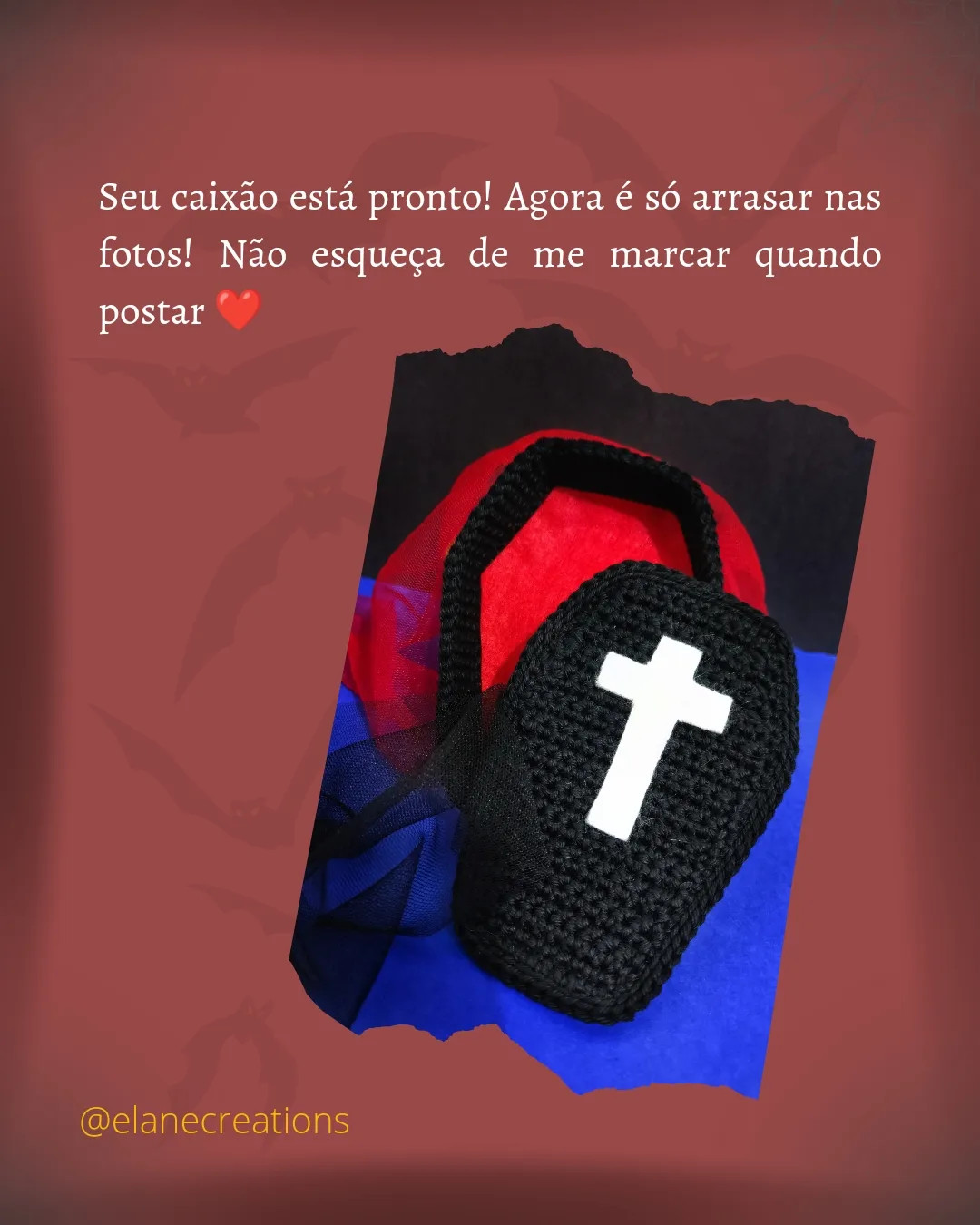 Receita Grátis: Caixão de Vampiro Amigurumi Móc Len Halloween