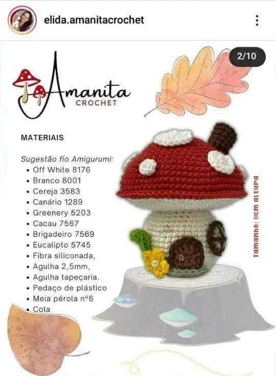 Receita Grátis: Casinha Cogumelo Amigurumi