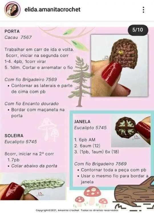 Receita Grátis: Casinha Cogumelo Amigurumi