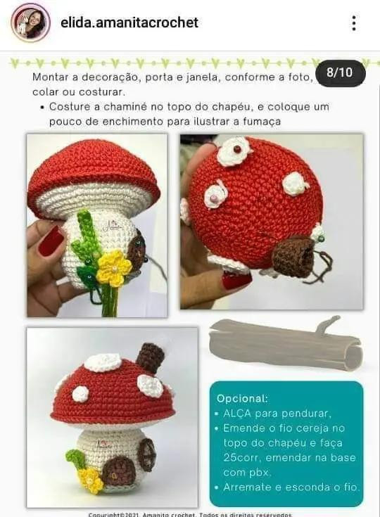 Receita Grátis: Casinha Cogumelo Amigurumi
