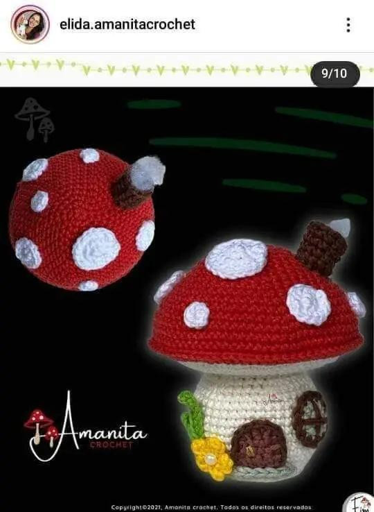 Receita Grátis: Casinha Cogumelo Amigurumi