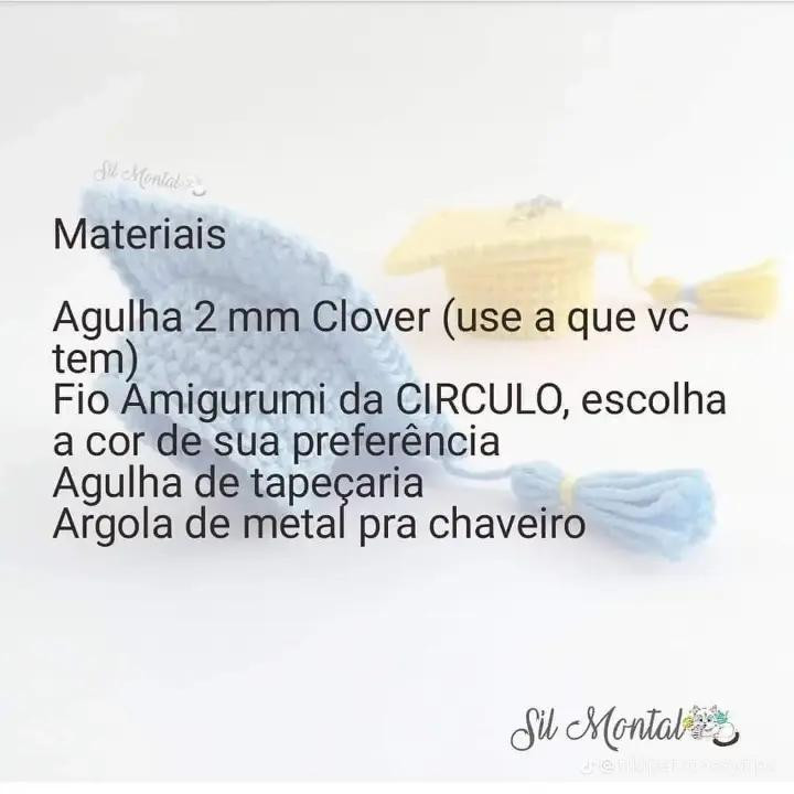 Receita Grátis: Chaveiro Capelo (Chapéu de Formatura) Móc Len Amigurumi