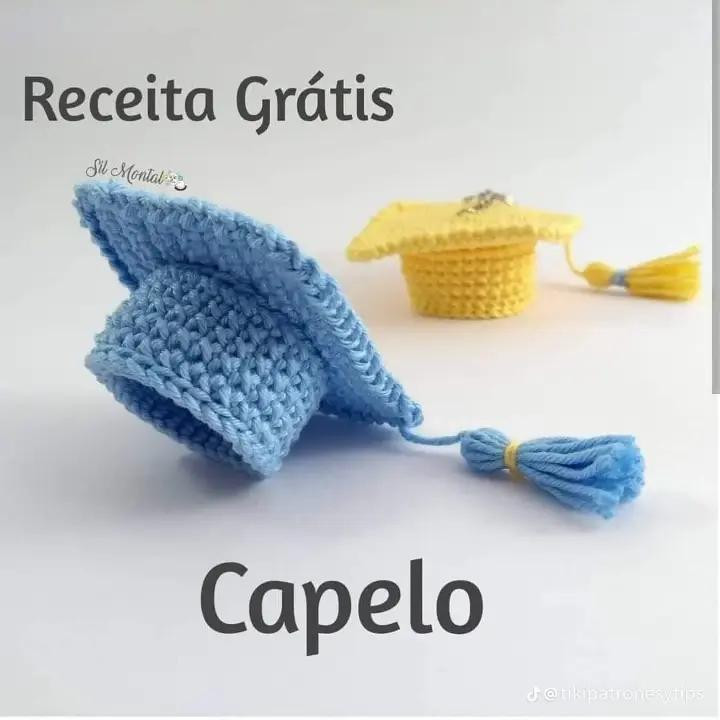 Receita Grátis: Chaveiro Capelo (Chapéu de Formatura) Móc Len Amigurumi