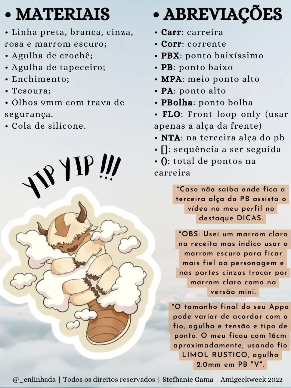 Receita grátis de amigurumi Appa e Sokka do Avatar