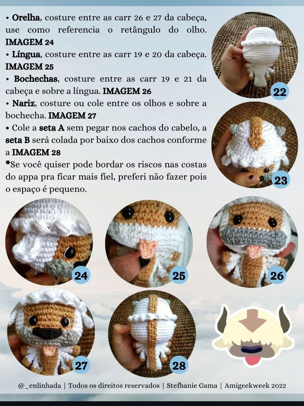 Receita grátis de amigurumi Appa e Sokka do Avatar