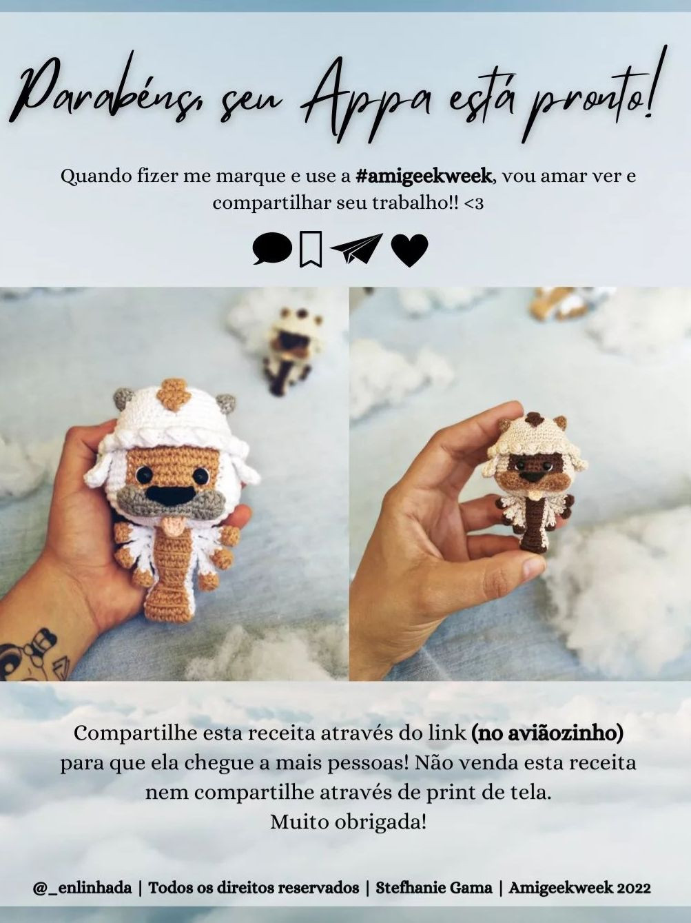 Receita grátis de amigurumi Appa e Sokka do Avatar