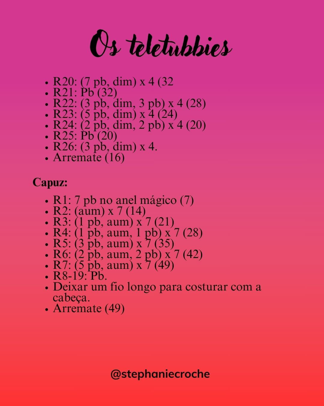 Receita grátis de crochê: Os Teletubbies amigurumi coloridos